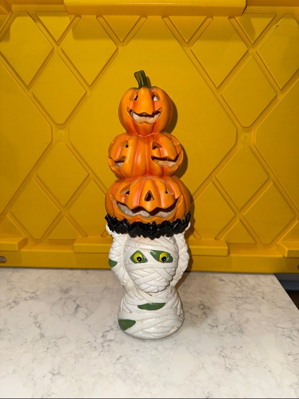 Light up Halloween Mummy and Pumpkin Stack Decor